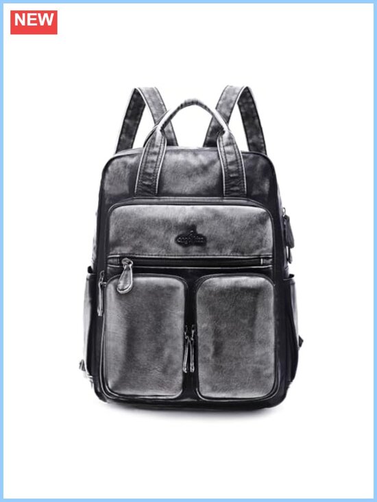 Handbags - Soft Vegan Leather Backpack Purse Women Multi Pocket Travel Daypack Anti-Theft